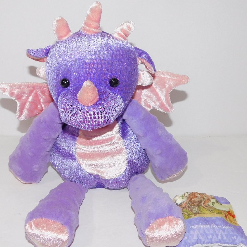 Scentsy Buddy Purple Pink Dragon SNAP 14" Plush w Hundred Acre Woods Scent Pak